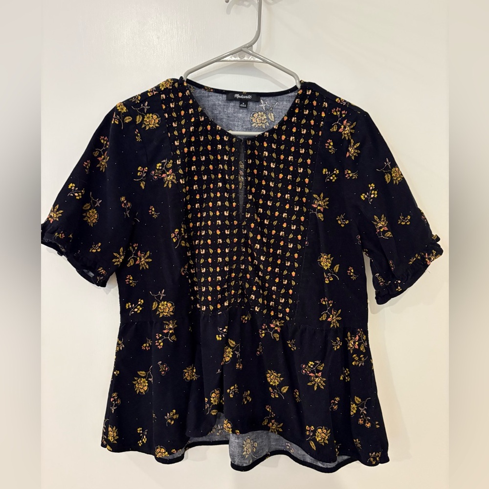 Madewell Black Floral Blouse